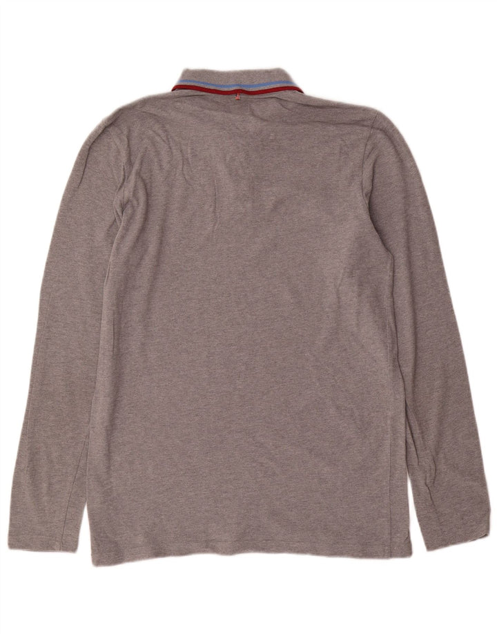 Polo a maniche lunghe da uomo Pretty Green in cotone grigio medio