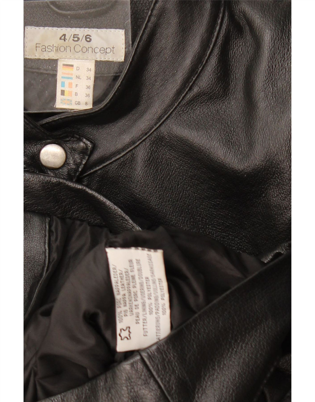 Giacca in pelle da motociclista da donna VINTAGE UK 8 piccola in pelle nera
