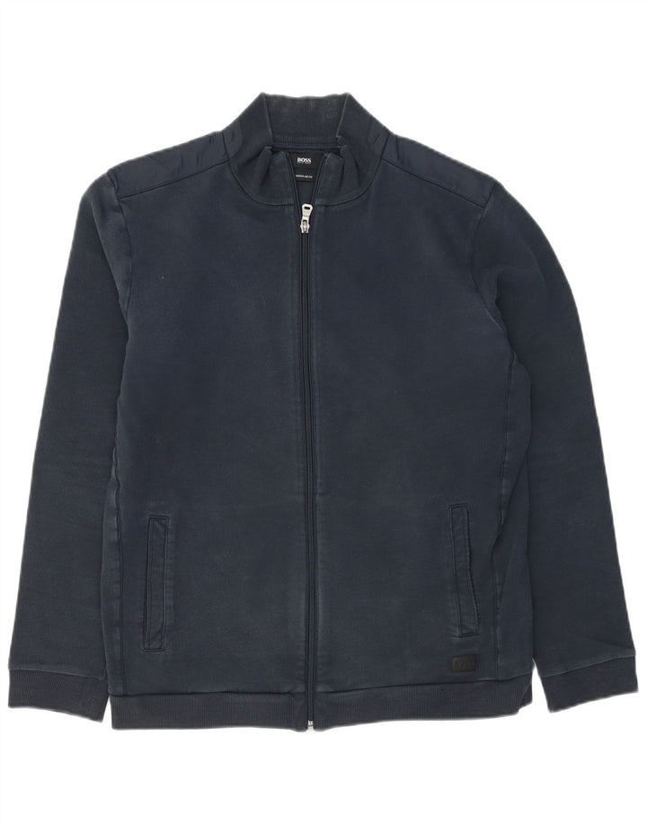 Hugo Boss Giacca da tuta da uomo con vestibilità regolare, taglia grande, in cotone blu navy