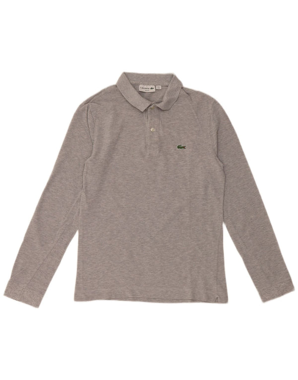 Polo da uomo slim fit a maniche lunghe Lacoste taglia 4 in cotone grigio medio
