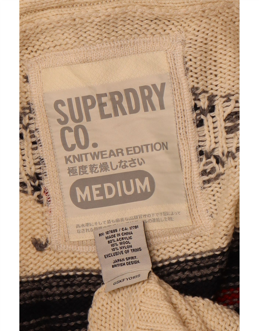 Maglione cardigan lungo da donna SUPERDRY UK 14 medio bianco sporco