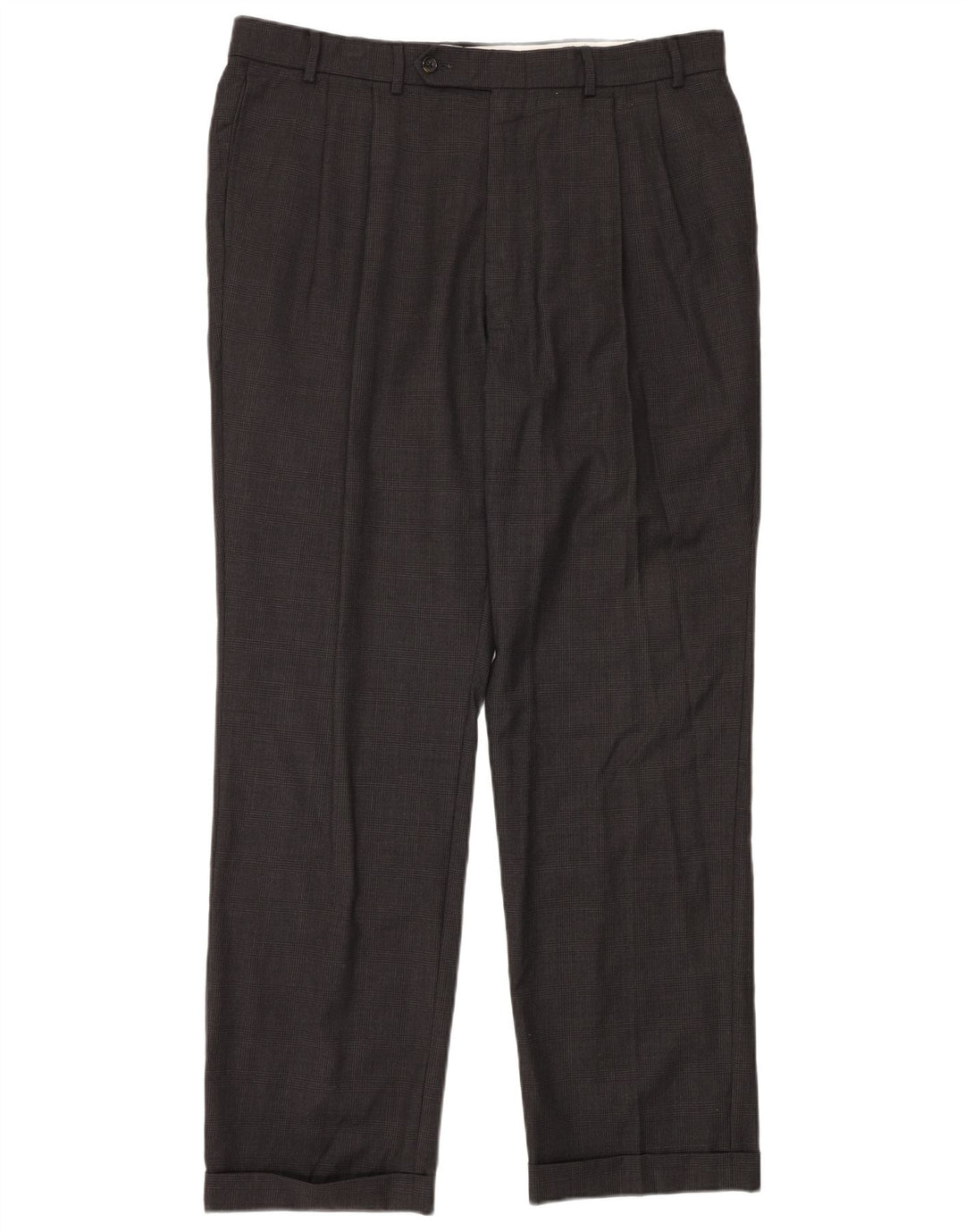 Pantaloni da abito da uomo NAUTICA con pegging W38 L32 lana a quadri grigi