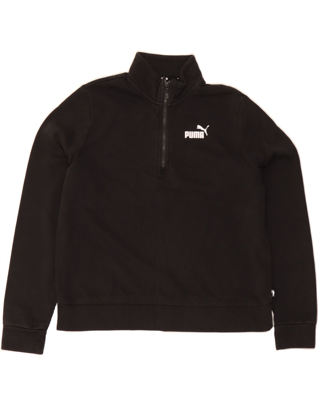 PUMA Womens Zip Neck Sweatshirt Jumper UK 16 Large Black Cotton Vintage Puma and Second-Hand Puma from Messina Hembry 
