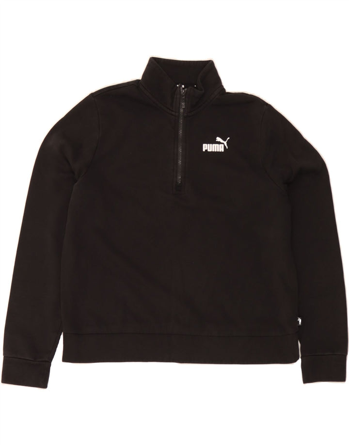 PUMA Womens Zip Neck Sweatshirt Jumper UK 16 Large Black Cotton Vintage Puma and Second-Hand Puma from Messina Hembry 
