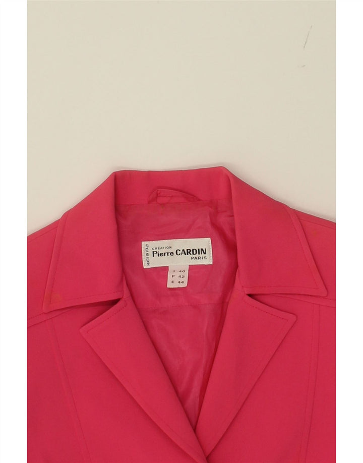 PIERRE CARDIN Womens 3 Button Blazer Jacket IT 46 Large Pink Acetate Vintage Pierre Cardin and Second-Hand Pierre Cardin from Messina Hembry 