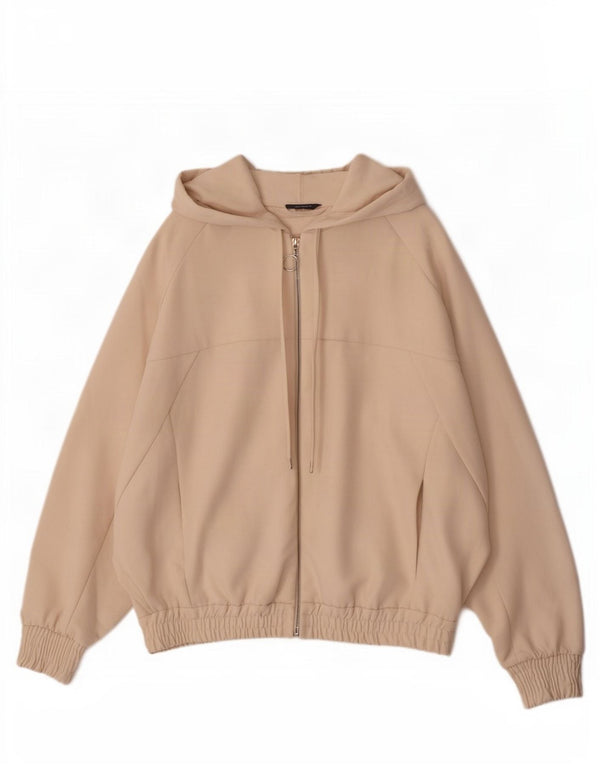 Maglione con cappuccio e zip a pipistrello da donna Zara UK 6 XS poliestere beige