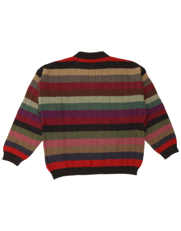 Maglione maglione girocollo grafico da uomo vintage a righe multicolori