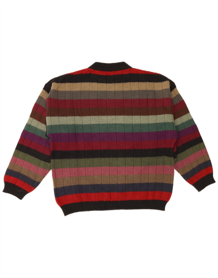 Maglione maglione girocollo grafico da uomo vintage a righe multicolori