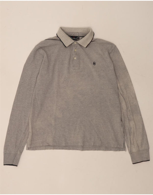 Polo da uomo a maniche lunghe Conte of Florence 2XL in cotone a righe grigie