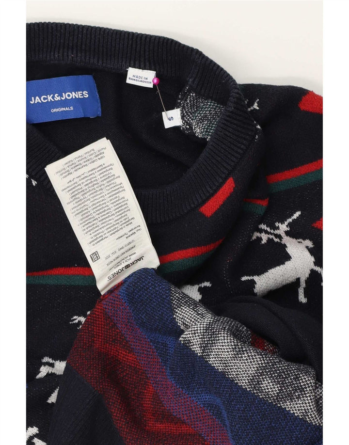 Maglione maglione girocollo da uomo Jack & Jones piccolo blu navy natalizio