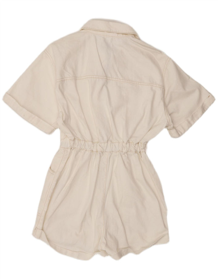 Topshop Tutina in denim da donna UK 8 piccola in cotone bianco
