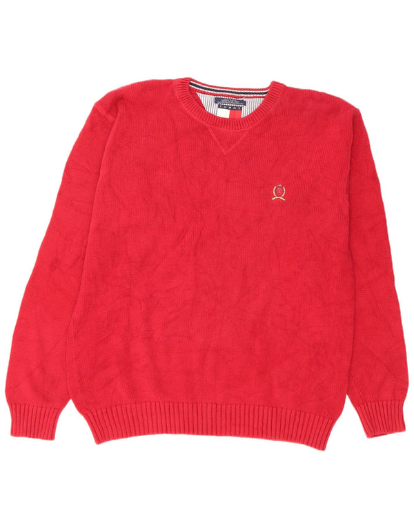 Maglione maglione girocollo da uomo Tommy Hilfiger XL in cotone rosso