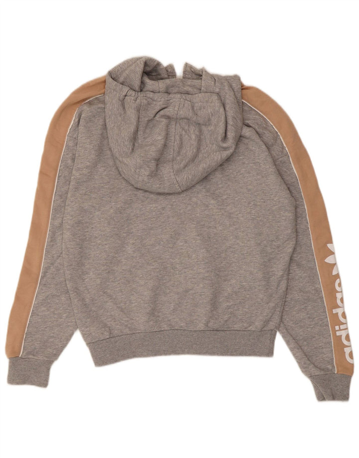Felpa con cappuccio grafica oversize da donna Adidas UK 6 XS cotone grigio