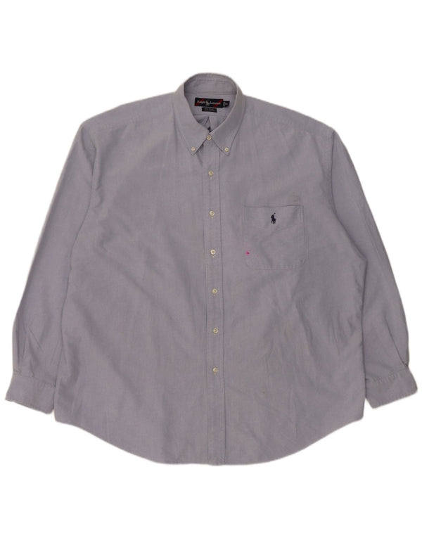 Camicia Ralph Lauren da uomo grande e alta XL in cotone blu
