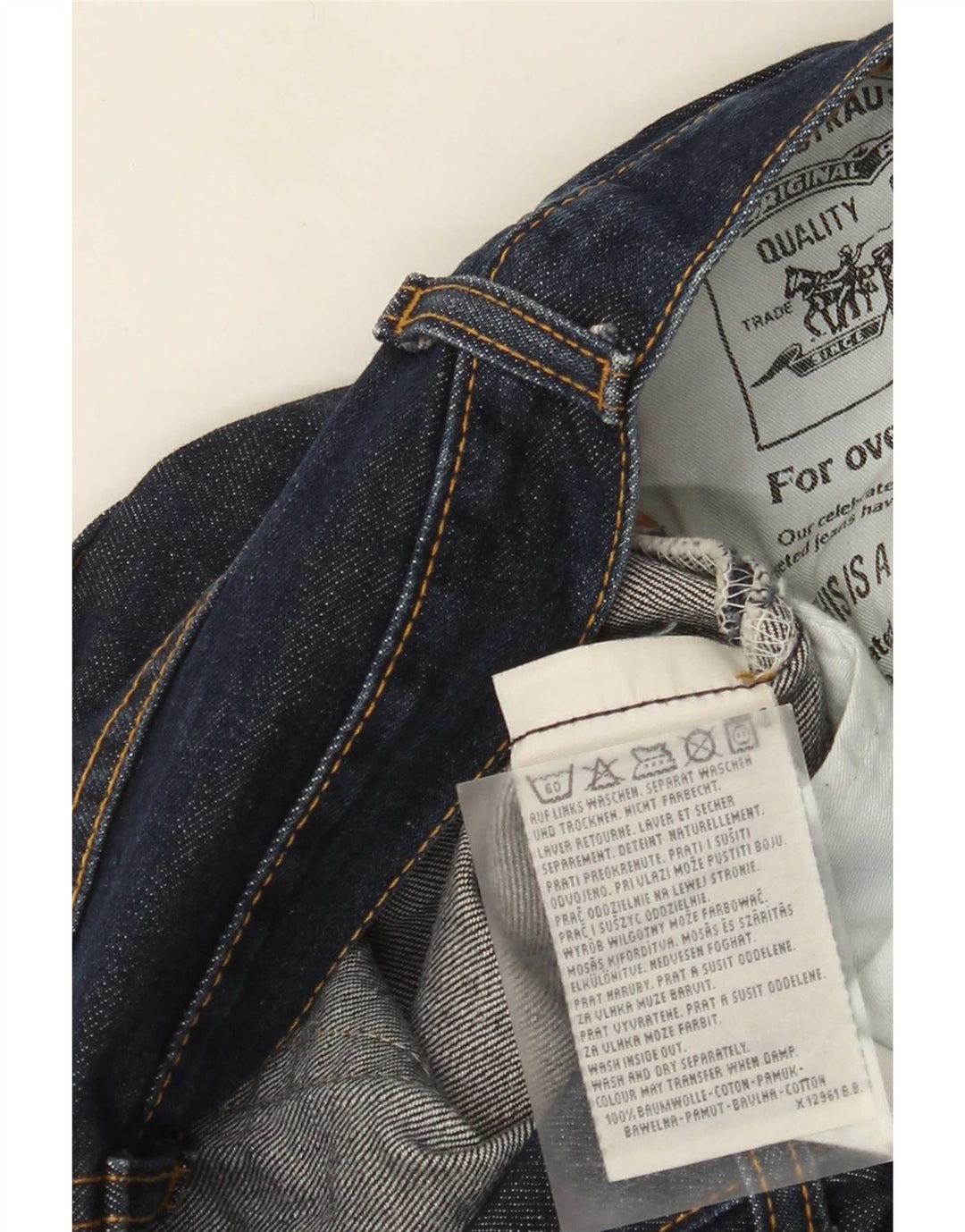 Jeans dritti effetto invecchiato da donna Levi's W29 L34 cotone blu navy