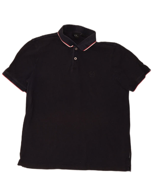Polo da uomo Armani Exchange XL in cotone a righe nere