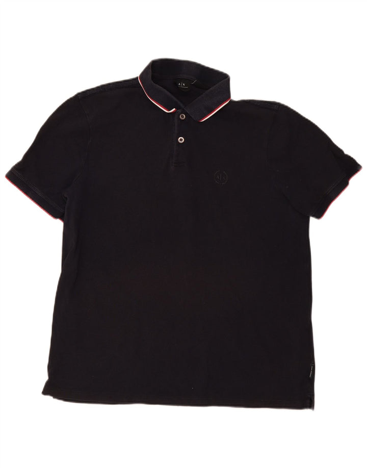 Polo da uomo Armani Exchange XL in cotone a righe nere
