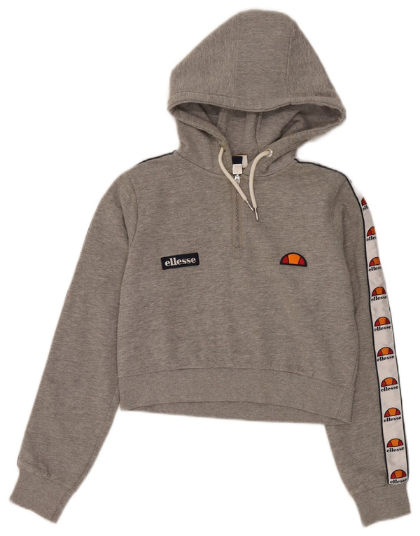 Maglione con cappuccio corto grafico da donna Ellesse UK 8 piccolo cotone grigio