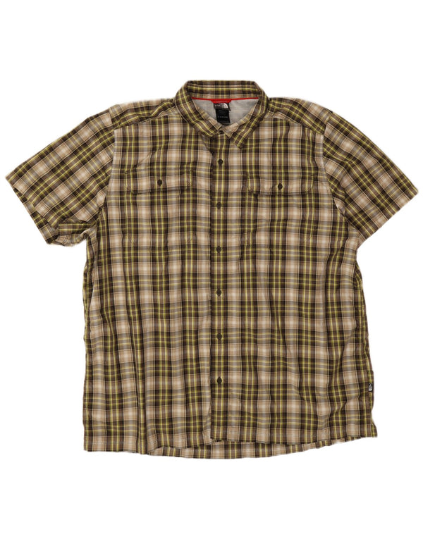Camicia a maniche corte da uomo The North Face 2XL nylon a quadri marrone