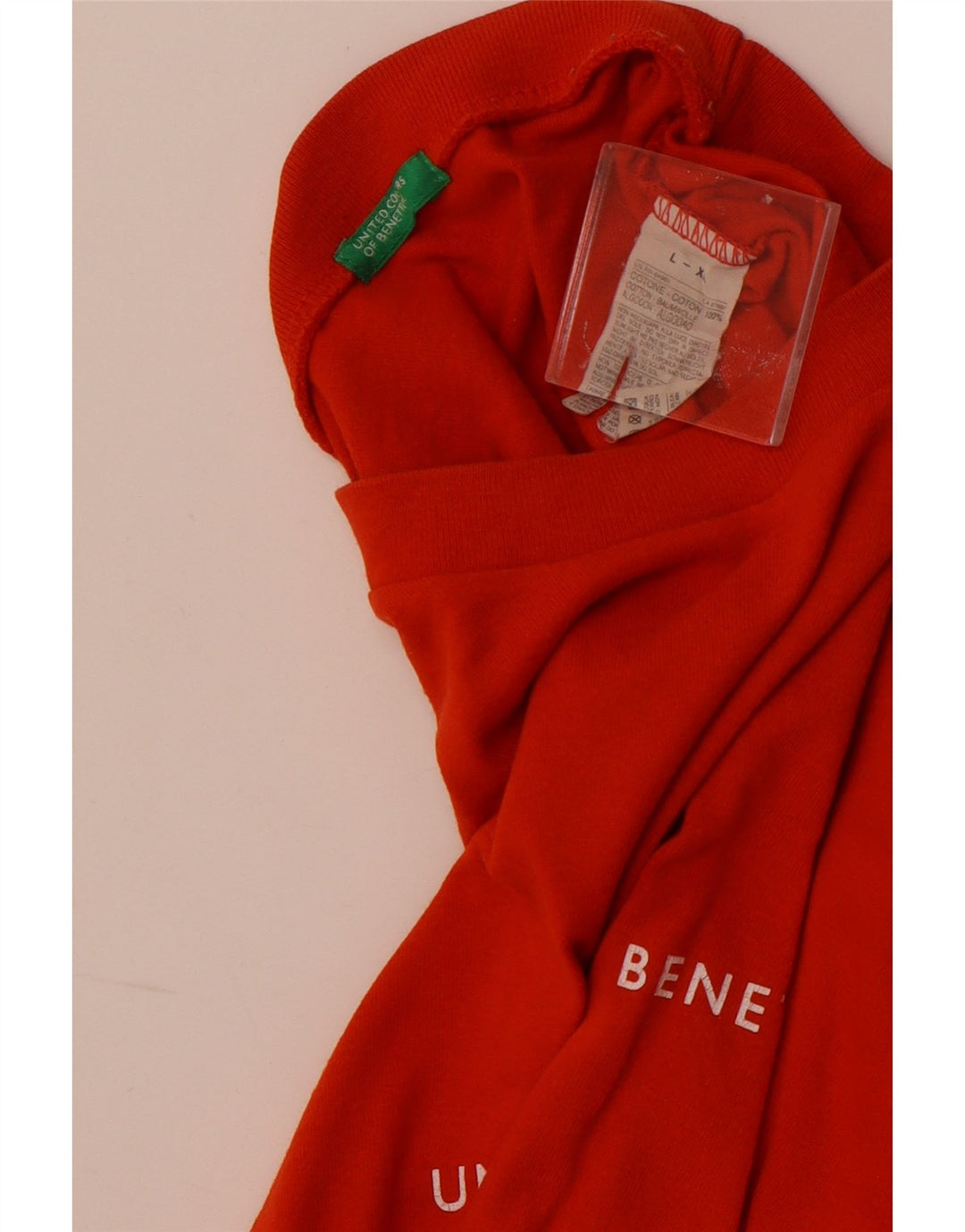 T-shirt grafica da donna BENETTON Top UK 16 grande cotone arancione