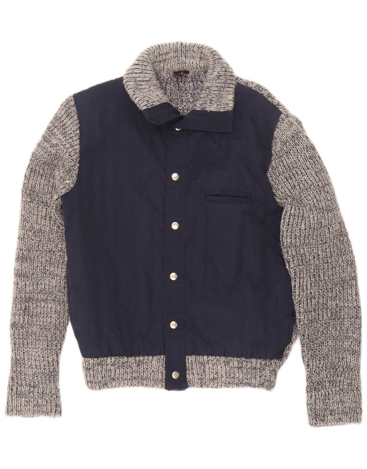 Maglione cardigan da uomo Mark Astor piccolo poliacrilico screziato blu navy