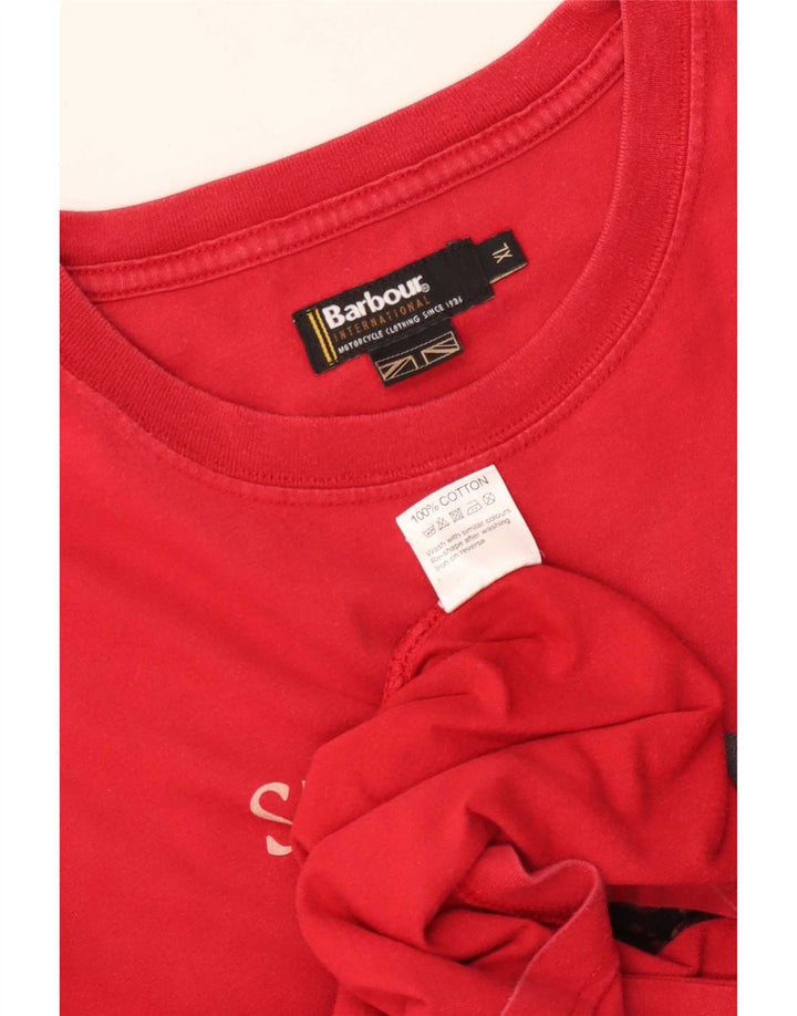 T-shirt grafica da uomo Barbour Top XL in cotone rosso