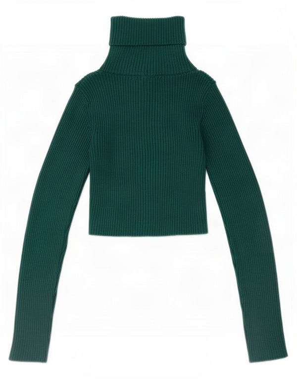 Top corto da donna Zara a maniche lunghe UK 8 Small verde viscosa