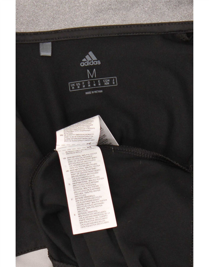 Top della tuta da ginnastica Adidas da uomo con zip e collo, blocco colore nero medio