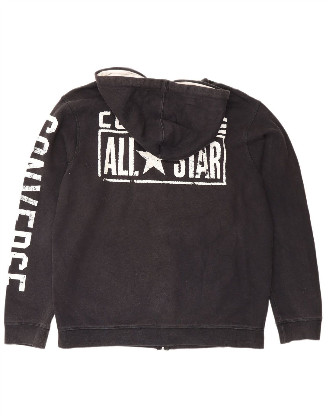 Maglione con cappuccio e zip grafica da uomo Converse grande in cotone nero