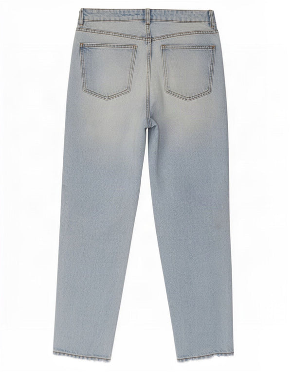 Zara Womens High Waist Distressed Tapered Jeans EU 40 Medium W30 L27 Blue