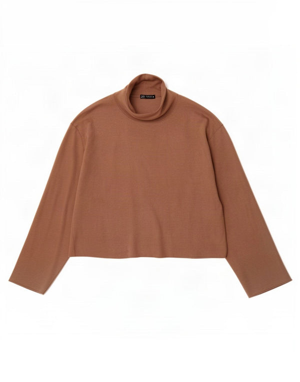Top corto da donna Zara a maniche lunghe UK 16 cotone beige medio