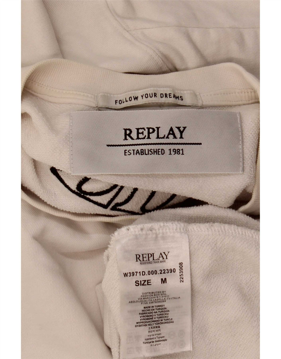 Felpa grafica da donna Replay Maglione UK 14 Cotone bianco medio