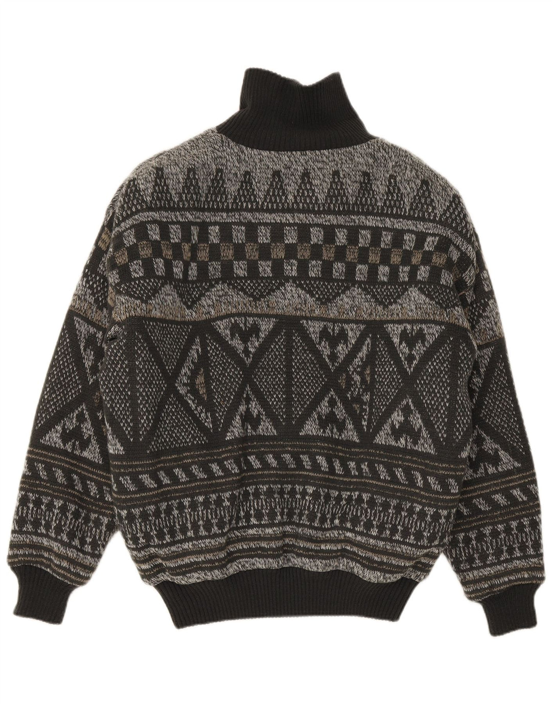 Giubbotto bomber vintage da uomo lavorato a maglia IT 52 XL grigio Fair Isle poliacrilico