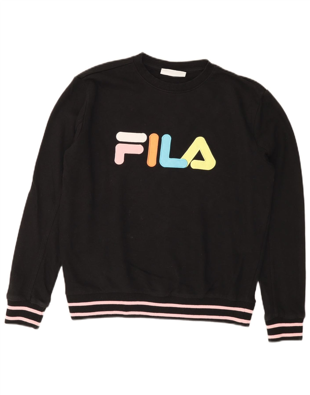 Felpa grafica da donna FILA Maglione UK 14 Cotone nero medio
