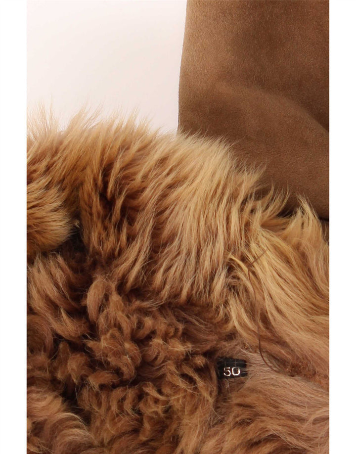 Giacca in shearling vintage da donna vestibilità ampia IT 50 XL marrone classica