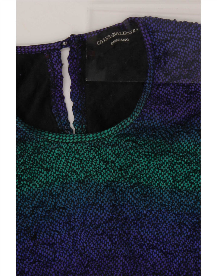 Top camicetta a maniche lunghe da donna vintage UK 12 a righe multicolori medie