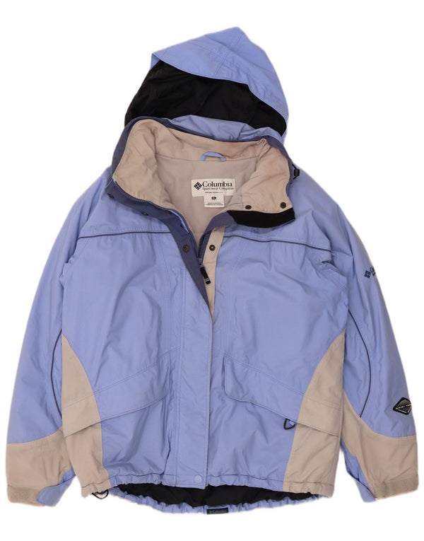 Giacca da sci con cappuccio Columbia Omni-Tech da donna UK 18 XL Nylon color block blu