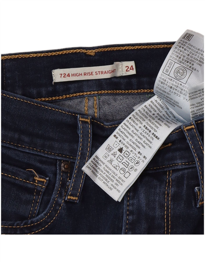 Jeans dritti a vita alta Levi's 724 da donna W24 L30 cotone blu