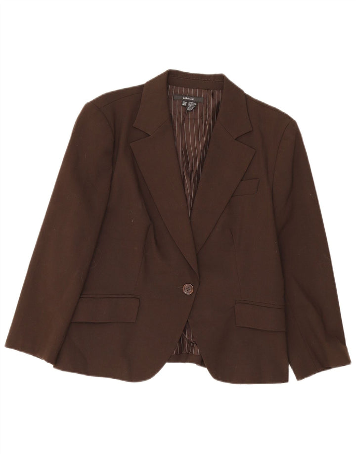 Giacca blazer a 1 bottone da donna Zara EU 44 XL poliestere marrone