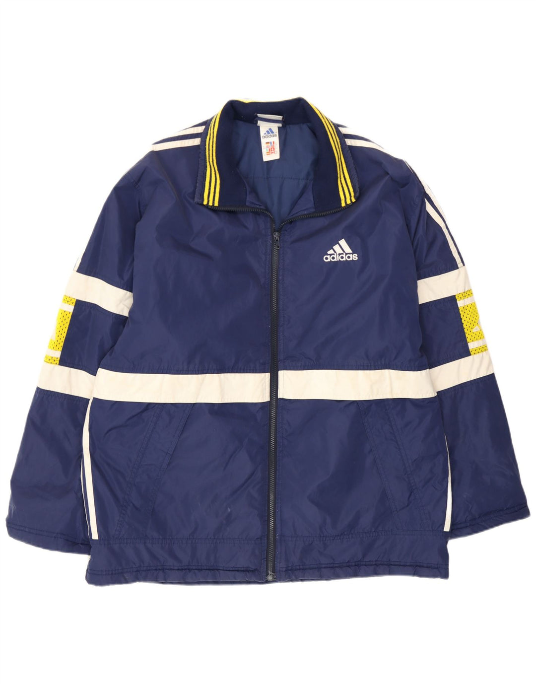 Giacca imbottita grafica da uomo Adidas UK 40/42 Colorblock blu medio