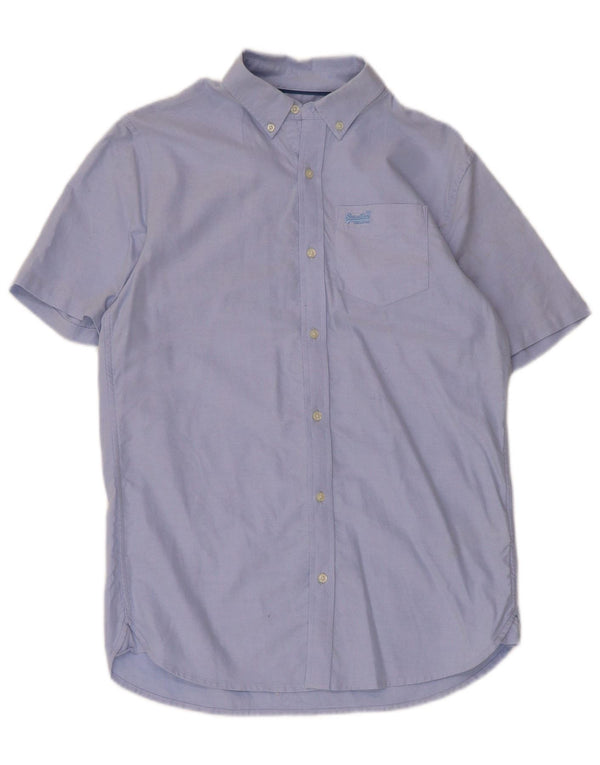 Camicia da uomo a maniche corte Regular Fit Superdry Small in cotone blu