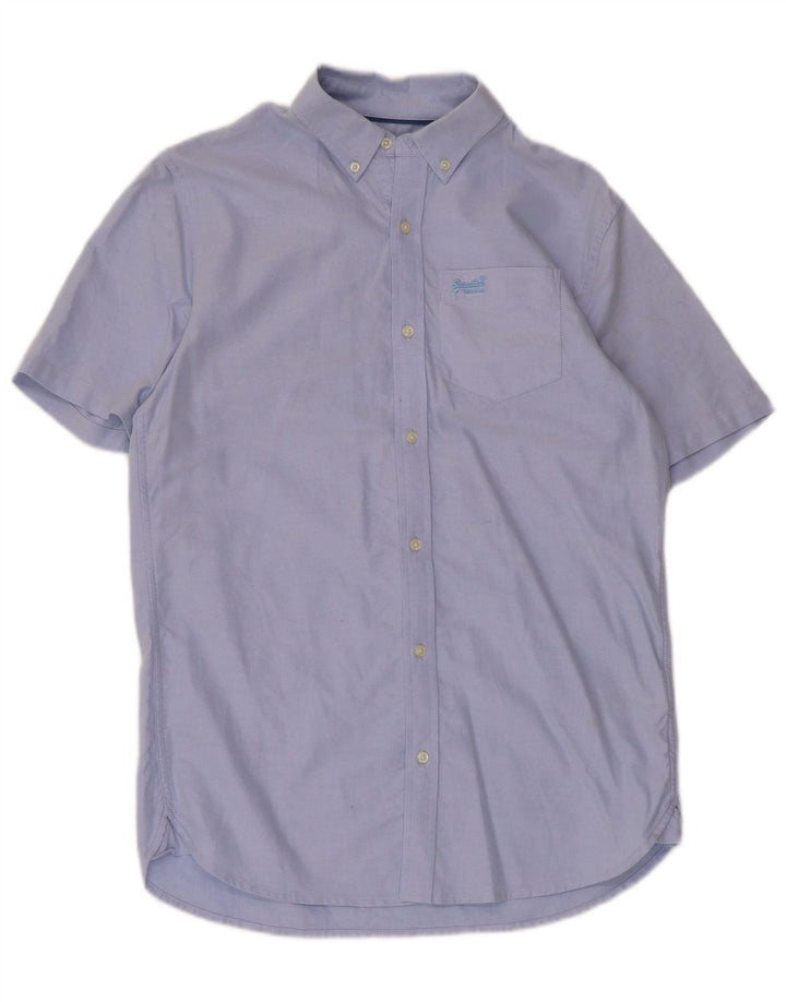 Camicia da uomo a maniche corte Regular Fit Superdry Small in cotone blu
