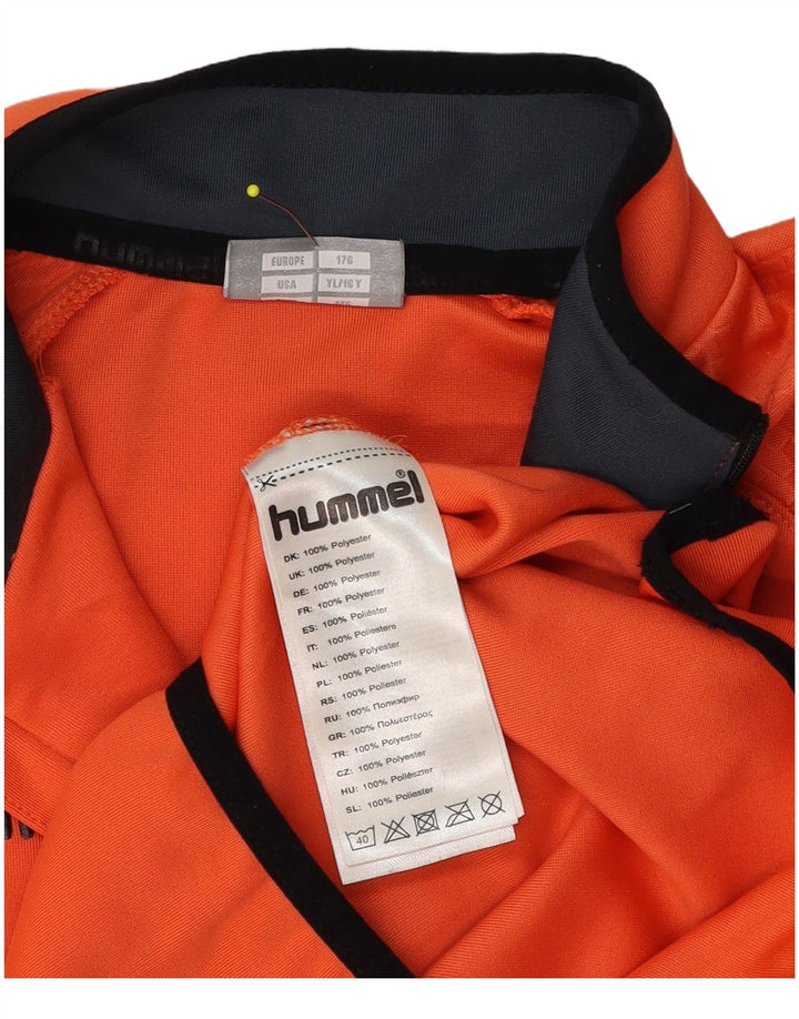 Top della tuta da ginnastica con grafica per ragazzi Hummel 15-16 anni color block arancione