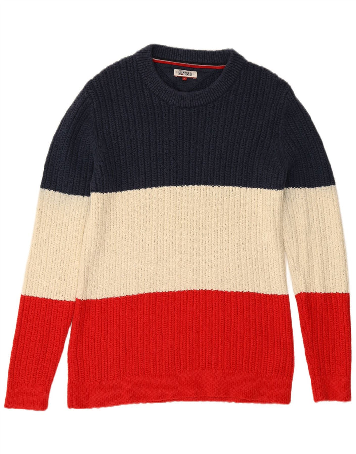 TOMMY HILFIGER Mens Crew Neck Jumper Sweater Large Multicoloured