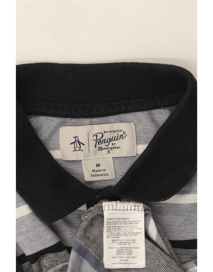 Polo da uomo Penguin in cotone a righe grigio medio