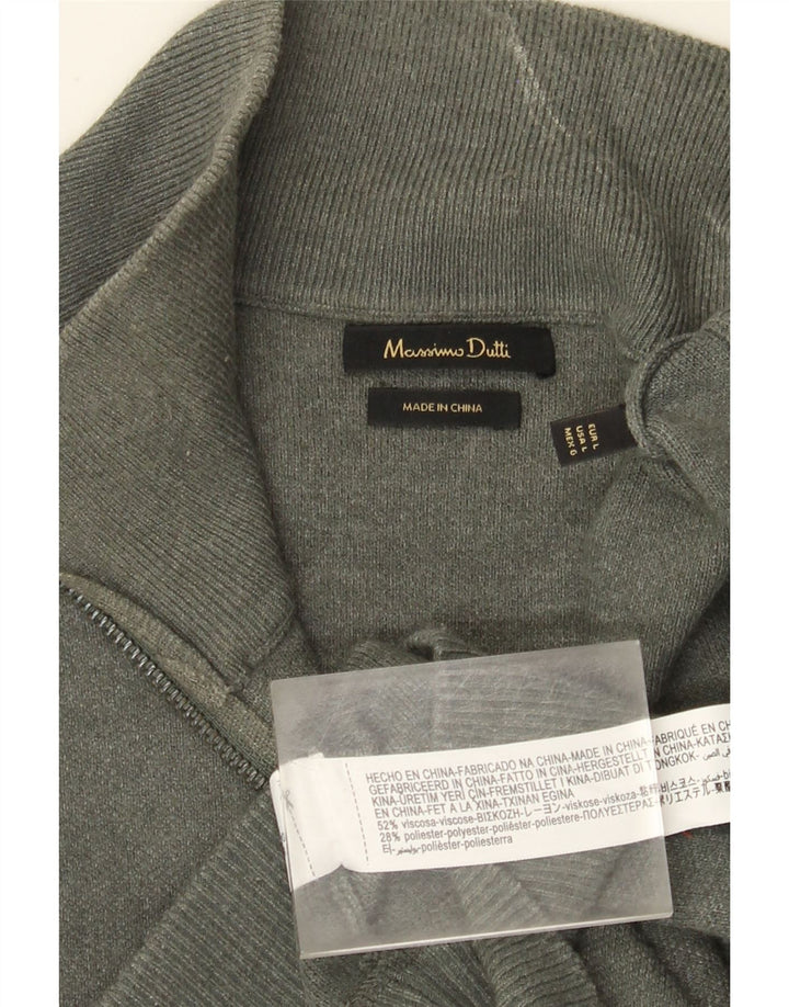 Massimo Dutti Maglione da uomo con zip e collo grande in viscosa grigia