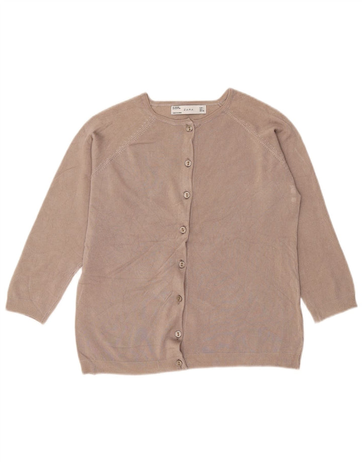 Maglione cardigan da donna Zara UK 14 grande viscosa grigia