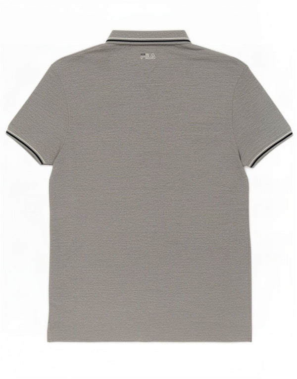 Polo da uomo Fila a maniche corte vestibilità regolare UK 42 grande cotone grigio