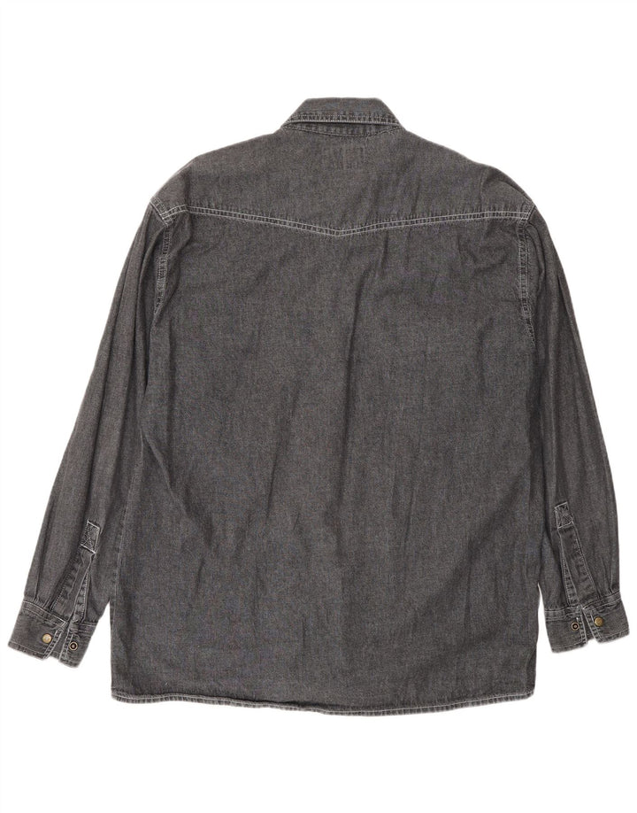 Camicia vintage da uomo grande in cotone grigio