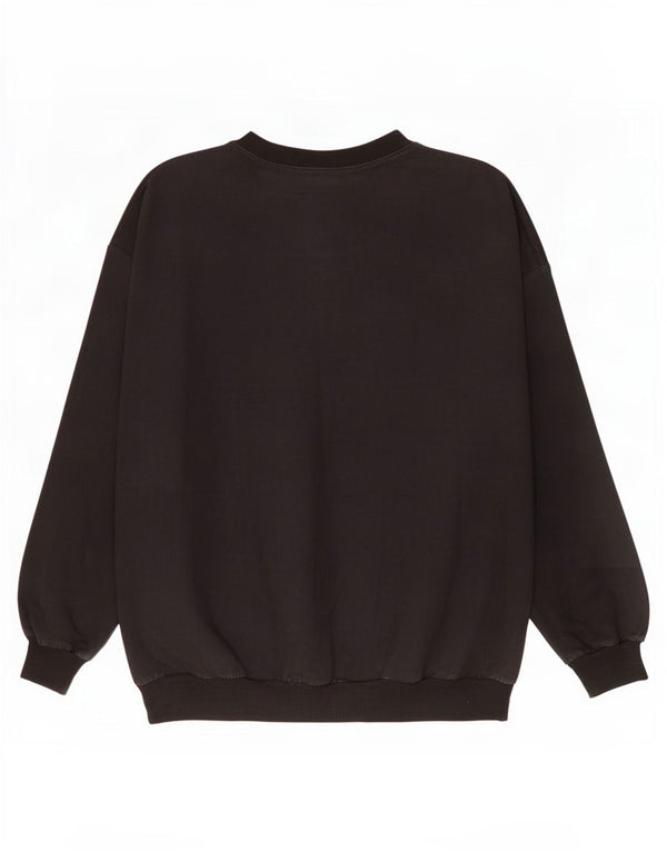 Felpa oversize da donna vintage maglione UK 14 cotone floreale nero medio